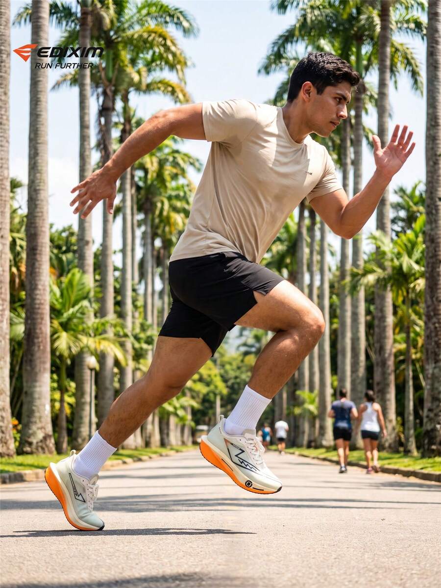EDIXIM Men's Summer New Breathable Lightweight Shock-Absorbing Road Running Shoes For Students And Teenagers - Pale Yellow - View 1