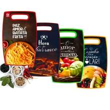 Tabua de Corte Estampada para Carne e Legumes Frutas Ultra Resistente Utensílios de Cozinha - Multicolorido - Visão 8