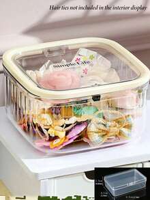 Transparent Hair Accessory Storage Box, Pressure-Sensitive Desktop Organizer Box - Flip-Top Design, Fully Transparent, Large Capacity, Ideal For Storing Hair Clips, Hair Ties, Hair Bands And Jewelry. A Perfect Gift For Friends - Multicolor - View 12