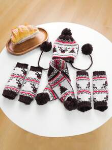 PETCIRCLE 1PC Pet Accessory Small Dog Puppy Cat Cute Pet Holiday Costume Christmas 3 Pieces Set - Coffee Brown Reindeer - Multicolor - View 3