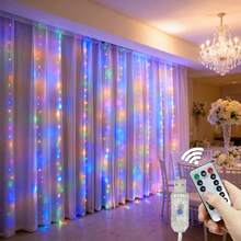 USB Powered Fairy String Lights, 8 Lighting Modes, With Remote Control (Batteries Not Included), LED Curtain String Lights. Suitable For Home Bedroom Window Wall Stage. Romantic Proposal Confession, Birthday Party, Wedding Celebration Background Atmosphere Decoration Hanging Lights, Valentine's Day Halloween Christmas Holiday Decoration - USB Plug Curtain Light - View 7