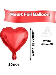 10pcs/Set 18inch Heart Shaped Foil Balloon In Gold, White, Red, Pink, Blue, Cream, Light Gold, Black - Perfect For Birthday Party, Wedding, Valentine's Day, Anniversary, Bridal Shower, New Year Party Decoration, Room Decor, Photo Props - Multicolor - View 22