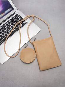 Mini Fashion Minimalist Soft Surface Drawstring Crossbody Bag, Square Shape, Versatile PU Super Soft Lightweight Phone Bag, Bucket Bag, Solid Color Water-Resistant - Multicolor - View 5