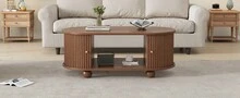 With Storage Coffee Table Brown Made Of Wood For Living Room And Lounge - 核桃 - 查看 5