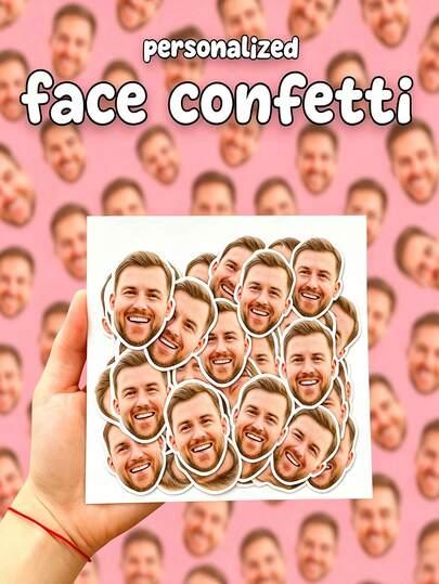 1/10/20pcs Customized Face Stickers - Personalized Party, Birthday Or Wedding Sequin Decorations