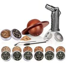 Wooden Covered Cocktail Smoker Set, Wooden Base Whiskey Aroma Enhancer, Ideal Gift For Father's Day And Valentine's Day, Fuel Not Included - Multicolor - View 8