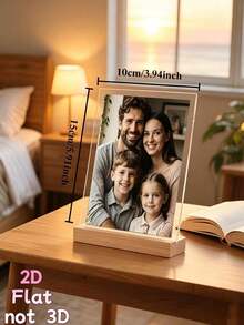 Custom 2D Flat Bohemian Style Personalized Photo Frame, Suitable For 4-Person Group Photo - Custom Family Portrait Desktop Photo Frame, Heart-Shaped Design, Suitable For Home Decor, Office - Anniversary, Wedding, Holiday Gift - Photo Frame Decoration - Multicolor - View 7