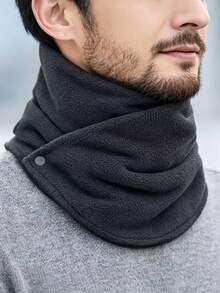 1pc Winter Thickened Fleece Warm Scarf, Unisex, Multifunctional Windproof Cycling Headwrap - Black - View 4