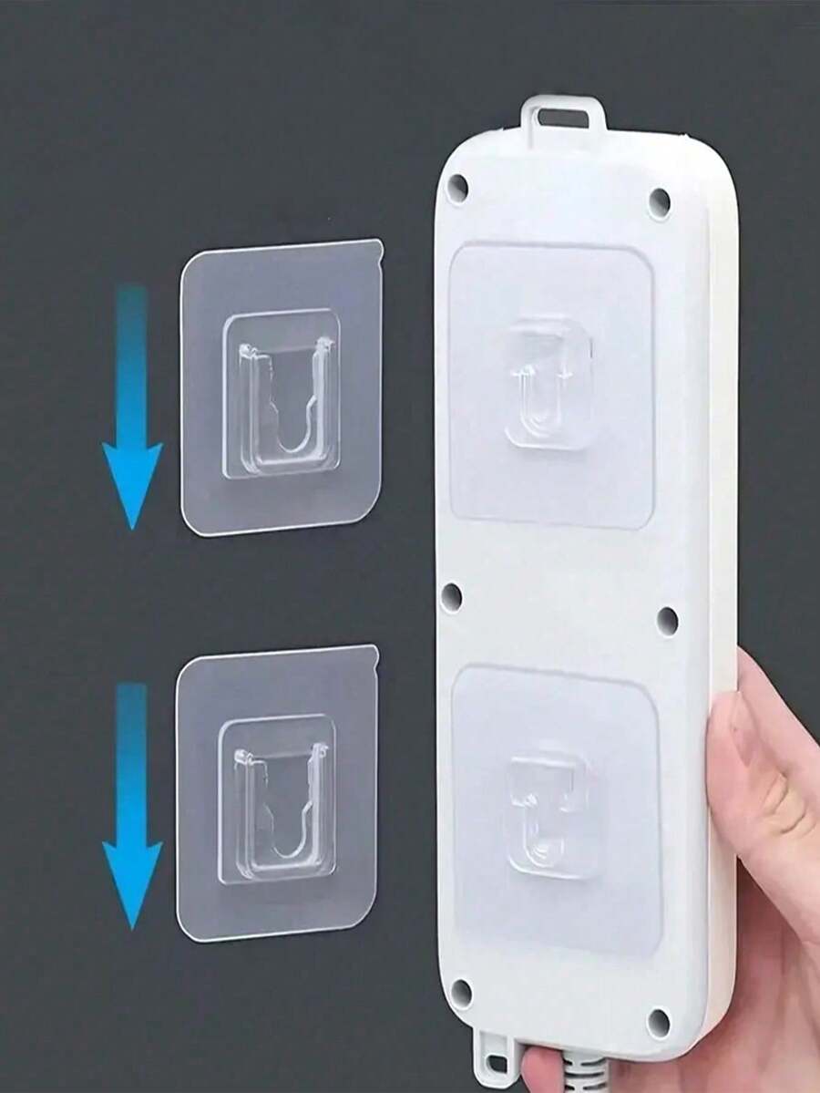5件裝壁掛式電源插座支架掛鉤－插座懸掛收納掛鉤架－省空間收納整理器－適用於廚房、臥室、浴室、辦公室、書桌、玄關、居家－理想的居家收納解決方案