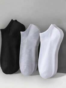30 Pairs Black, White, Grey Solid Color Fashion Women's Socks, Simple & Comfortable, Casual Versatile, Suitable For Daily Wear - Multicolor - View 5