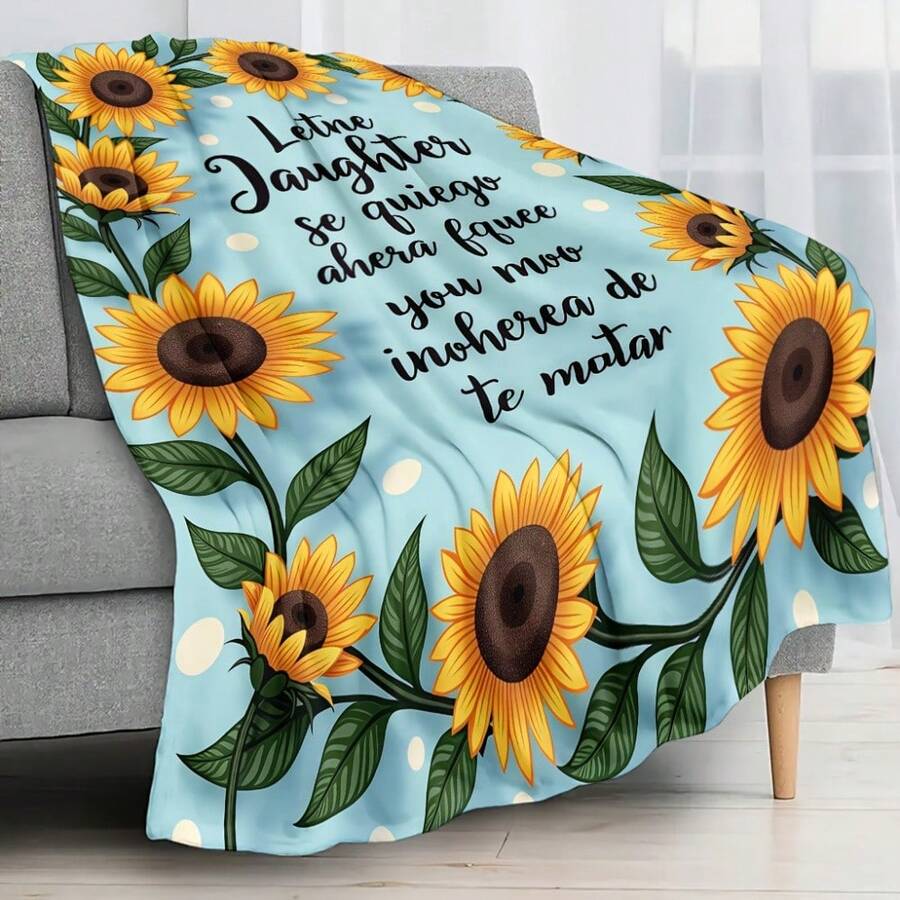 Soft Sunflower Throw Blanket Coastal Nautical Stripes Anti-Pill Microfiber Printed Throw – Rustic Home Decor Accent - Multicolor - View 1