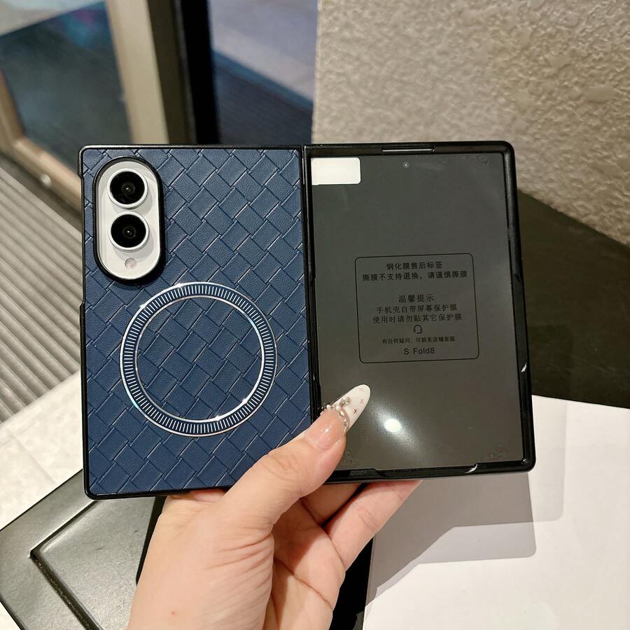 磁吸式可折疊螢幕保護殼,適用於 FOLD8 8U,極簡設計 - 藍色+玻璃前蓋 - 查看 1