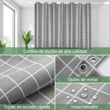 Noveish Shower Curtains - Grey Plaid - View 6