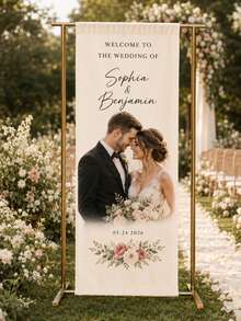 Customized Wedding Welcome Sign, Fabric Wedding Welcome Banner, Bohemian Style Bridal Shower Decor Sign, Personalized Name Wedding Sign, Minimalist Fabric Welcome Sign, Wedding Decor, Personalized Party Decor, 3 Fabric Options Available - Multicolor - View 7