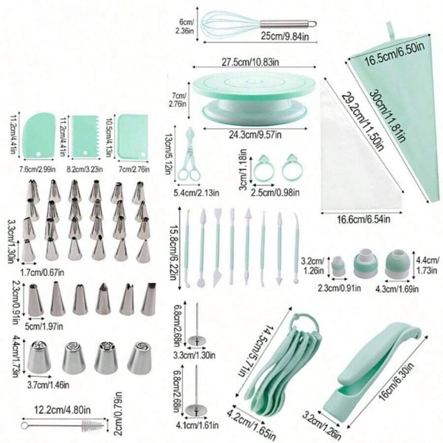 207‑Piece Cake Decorating Supplies Kit, Baking Tools Set With Rotating Cake Turntable, DIY Decorating Kit For Beginners, Cupcake Pastry & Birthday Party - Green - View 1
