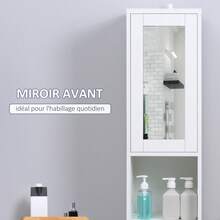 Storage Cabinet, Adjustable Shelves, Open Shelves, 30 X 28 X 170 Cm, For Bathroom, Living Room And Hallway, White - White - View 5