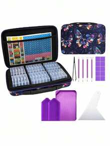 New Diamond Painting Tool Set Portable Storage Box Geometric Colorful Style With Storage Box, Point Drill Pen, Tray Complete Set Adult Handicraft Lovers Home Travel Creation. - A - View 11