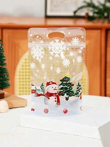100pcs New Christmas Gift Tote Bags, 100/50/1pc Self-Standing Bags With Festive Snowflake And Tree Pattern Design, Perfect For Parties, New Year Celebrations, Holiday Party Favors, Kitchen Storage, Party Giveaways And Christmas Use - Multicolor - View 9