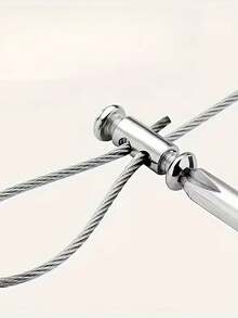 Adjustable Steel Cable Lock, Suitable For 1-2mm Cable Screw Fixing Device, Perfect For Hanging Lights, Holiday Decorations And Outdoor Camping Locks. - Silver - View 7