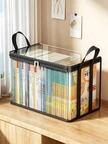 Thickened Transparent PVC Storage Box, Foldable Storage Bag With Visible Window, Rectangular Container, Suitable For Books, Toys, Stationery And Snacks, Space-Saving Home And Classroom Storage, Practical Holiday Gift Choice - Multicolor - View 11