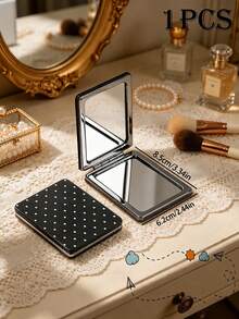 1pc Leopard Print Portable Makeup Mirror - Heart/Round/Square - Foldable Double Pocket Mirror - Portable Travel Makeup Mirror - Leopard Print - Ideal Gift For Women - Multicolor - View 9