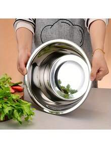 2pcs/24CM Diameter Extra Thick Large Capacity Stainless Steel Micro-Perforated Colander Set - Multi-Purpose Strainer And Mixing Bowl, For Washing Vegetables, Fruits, Rice And Draining Pasta, Dishwasher And Rust-Proof - One Size - View 6