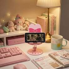 SANRIO Desktop Phone Stand, Minimalist Texture, Suitable For Dorm Binge-Watching And Office Viewing, Portable And Stable Support For Daily Home Use - A - View 5
