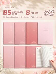 Gradient Notebook Lined Softcover B5 Thickened Stitched Notebook, 4/8/16PCS, Suitable For Office, Study, Journaling - B5 - View 15