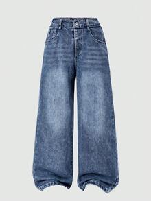 Girls' Denim Jeans, New Fashion Summer Style - Blue - View 2