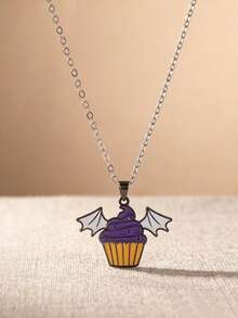 suteyi Halloween Themed Necklace, Horror Ghost Screaming Pumpkin Bat Cupcake Pendant Necklace, Halloween Party Costume Accessory, Suitable For Daily Wear And Holiday Gift - Multicolor - View 7