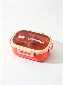 Flip-Top Snap-Lock Divided Plastic Bento Box, Microwave- Leak-Proof Lunch Box With Spoon, Portable For Students, Office Workers And Outdoor Use - Multicolor - View 13