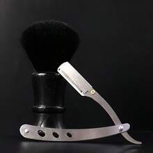 1pc Vintage Folding Razor Holder, Multi-Function Manual Shaver For Shaving Hair, Eyebrows And Face, Suitable For Home And Commercial Use (Blades Not Included) - Silver - View 4