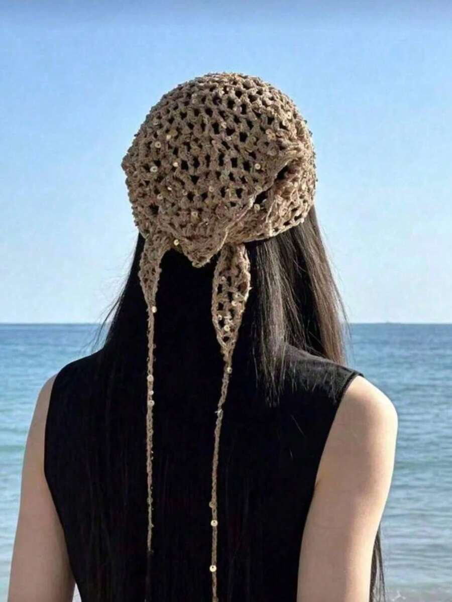 1件女款三角手鍊,手工鉤編編織,鏤空蕾絲與流蘇設計,適合日常波希米亞風,春/秋季、海灘與旅行使用 - A - 查看 1