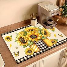 (Hot !!) 1pc Sunflower 2D Printed Flat Stove Protector Mat, Rubber Non-Slip Heat-Resistant Stove Cover Pad, Suitable For Induction Cooktop, Glass Stove, Multi-Function Anti-Scratch Mat, Best Choice For Oven, Washing Machine, Dryer, Kitchen Decor - Multicolor - View 15
