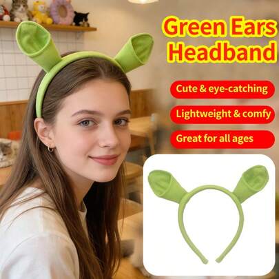 1/5/10/20pcs Green Headbands With Ears, Suitable For Easter, Halloween, Christmas Theme Costume Party Hair Accessories, Fun Photo Props And Halloween Dress Up, Headband Hair Accessories