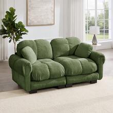 Sofa Green Made Of Chenille For Living Room And Lounge - 綠色 2 人座 - 查看 1