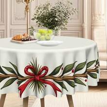 1/16 Pfirsichhaut Samt Material Tischdecke, weißer Hintergrund Design, Weihnachtspflanzen Kranz Dekoration, langanhaltend Innen- und Außenbereich Feiertagstischdecke, geeignet für Küche, Restaurant und Weihnachtsparty Dekoration, Feiertagsthema, Heimdekoration. - Verschiedenfarbig - Übersicht 7