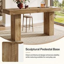 LITTLE TREE 180cm Farmhouse Bar Table‑4‑6 Seater‑Wood Finish‑Counter Height‑Versatile Pub Table For Kitchen Home Bar - Light Brown - View 5