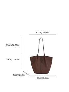 Autumn/Winter Women's Brown Shoulder Large Capacity Commuter Underarm Tote Bag - Coffee Brown - View 5