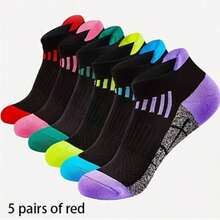 1/5/6/10 Pairs Women's Spring/Summer Compression Sports Socks - Low-Cut, Shock-Absorbing, Breathable, Moisture-Wicking, Arch Support, Suitable For Running, Cycling, Hiking And Outdoor Activities, Random Color - Multicolor - View 16