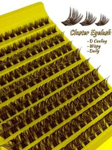 160 Pack 120D Super Thick Brown Eyelash Extension Set, Natural Dark Brown Eyelash Extension Set, Thin Single Eyelashes, D-Shaped Curl Eyelash Extension Set, DIY Eyelashes,Autumn Lashes Clust - D - View 6