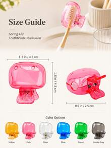 Transparent Toothbrush Head Cover With Spring Clip Closure, Dust-Proof Protective Cap, Keeps Brush Head Clean - Multicolor - View 12