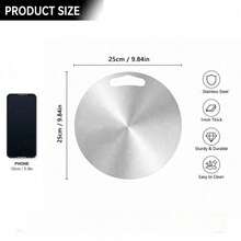 Powcan Stainless Steel Round Cutting Board With Handle, Brushed Metal Finish. Durable Kitchenware For Meat, Veggies, & Dough. Easy-Clean & Lightweight. Ideal For Home Hospitality, School, & Lunch Box Prep. - 1PC - View 13
