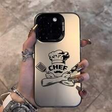 Phone Case - Chef Hat And Crossed Kitchen Utensils Pattern, Stylish And Minimalist, New Anti-Slip Large Hole Drop-Resistant Phone Case, Fun And Unique,  Gift For Both Men And Women For Holidays - 透黑 - 查看 5