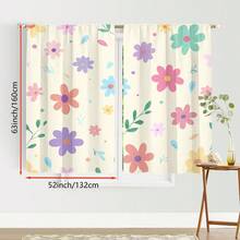 2pcs Pink Floral Curtains, Rod Pocket Design For Privacy Protection, Suitable For Bedroom, Living Room, Dining Room, Balcony, Tea Room, Basement And Other Home Decor. Birthday Gift, Suitable For All Seasons - Multicolor - View 17