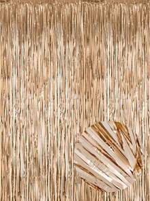 1/2/3/4/6 Pcs Shiny Gold Fringe Curtain For Hanging As Birthday Party Backdrop, Suitable For Decorating Backgrounds Of Birthday Parties, Weddings, All Kinds Of Festivals And Themed Parties, And Serving As Photo Props For Parties - Light Gold - View 2