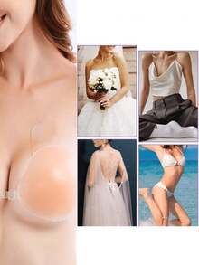 Silicone Self-Adhesive Push-Up Breast Lift Tape Set, Reusable Seamless Backless Strapless Breast Lift Tape, Invisible Breast Enhancer Tape, Suitable For Wedding Dress, Evening Gown, Backless Outfit, Date Night, Beach Vacation And Formal Party Wear - Multicolor - View 5