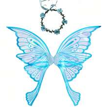New Adult Gold Foil Phoenix Tail Butterfly Wings Fairy Wings Back Decor Holiday Party COS Costume 2pcs Set,Halloween - Multicolor - View 9
