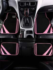 4pcs Blue Striped Car Floor Mats, Suitable For All Seasons And Holidays, Beautiful Pattern You Will Love - A - View 2