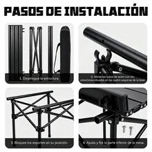 Mesa de Campamento Plegable Tipo Rollo de Huevo Portátil Estructura Metálica Resistente a Arañazos para Campistas y Familias Ideal para Campamento Picnic Jardín Terraza y Excursiones - mesa cuadrada negra - Ver 3